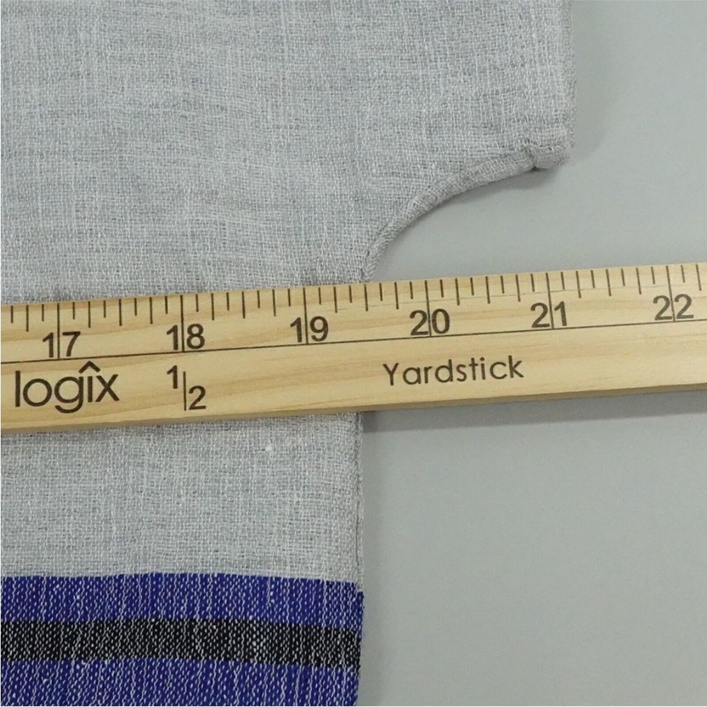 Lemlem Gray and Blue Striped Short Sleeve Top - Picture 5 of 6